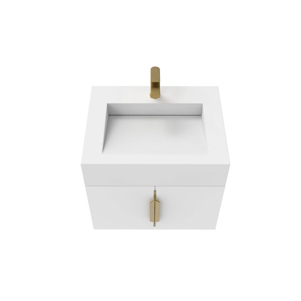 Castello Usa Nile 24-inch White Vanity Set with White Top and Gold Handles CB-MC-24W-GLD-2053-WH - main
